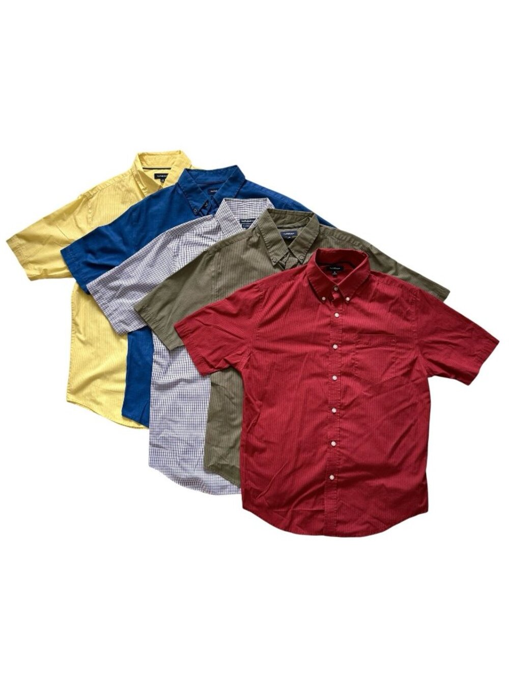 (5) Croft & Barrow Mens Size Medium Short Sleeve Button Down Shirt Lot Blue Red